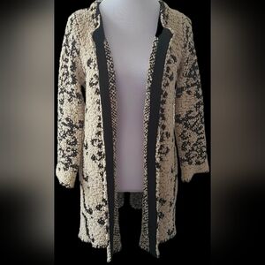 Solitaire by Ravi Khosla Small Sweater Cardigan Black & Off White Long Sleeve